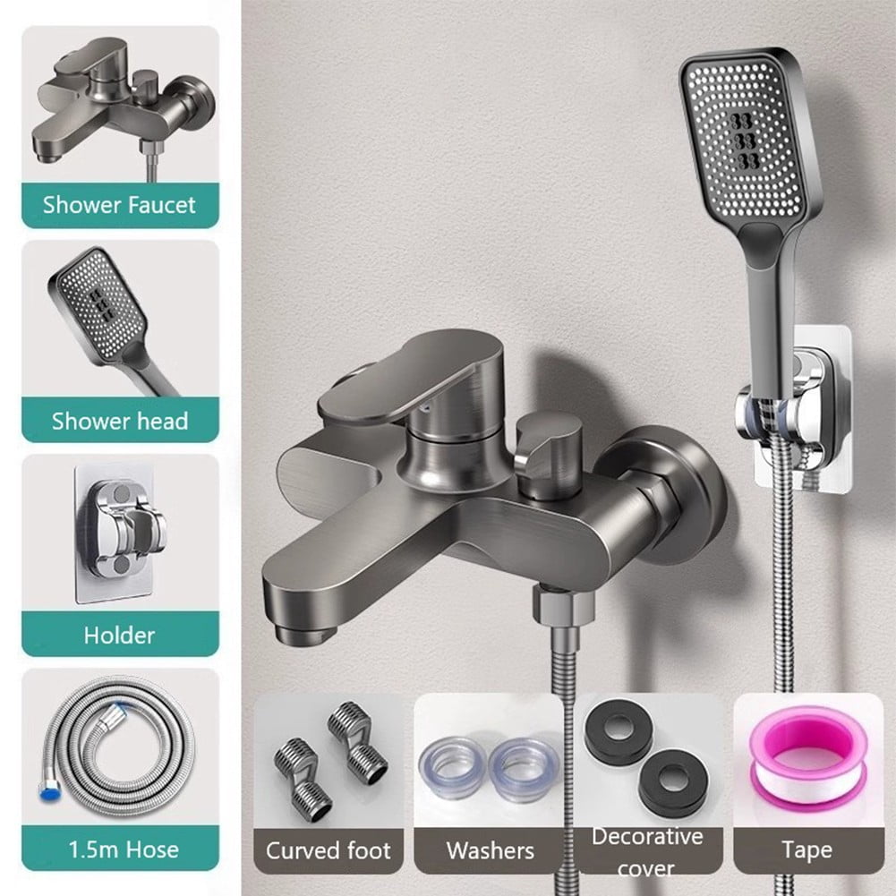 Wall Mounted Bathroom Shower Faucet withHandheld Hand Shower Bathtub Mixer Set