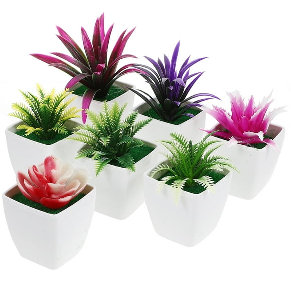 7 mini macetas para plantas, pequeñas macetas para bonsáis, de escritorio, modelo de planta falsa.