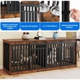 thumbnail image 6 of Dextrus 71" Dog Crate Furniture with 4 Dog Bowls for 2 Dogs, Heavy Duty Wooden Dog Kennel Crate TV Stand - Rustic Brown, 6 of 10