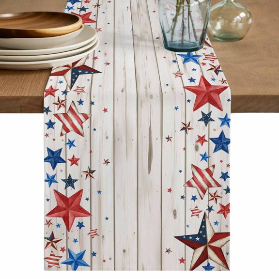 4th of July Table Runner 70 Inches, Independence Day Star Vintage American Bed Runner Dresser Scarves Tabletop for Indoor Outdoor Parties/Ceremony/Banquet, 13" x 70"