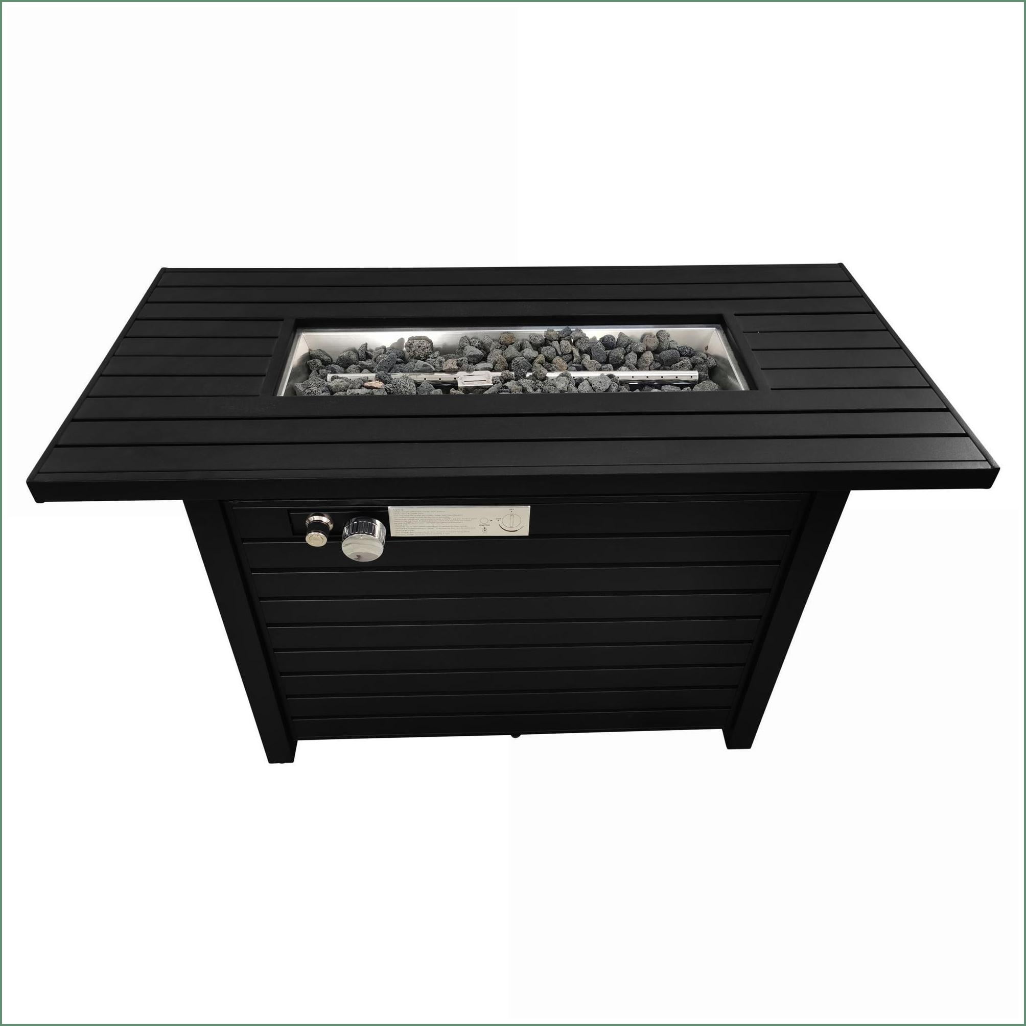 Outdoor Stoves | Parrilla Exterior | Modern 25"H x 42"W Steel Fire Pit Table for Patio | Black