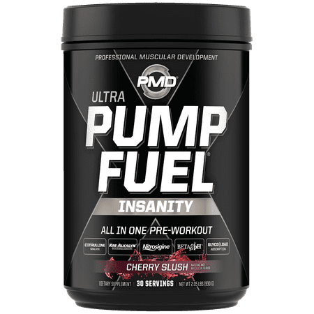 PMD Sports Ultra Pump Fuel Insanity - Pre Workout Drink Mix For Energy, Strength, Endurance, Muscle Pumps And Recovery - Complex Carbohydrates And Amino Energy - Cherry Slush (30 Servings)