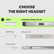 Avantree C171 - Wired USB C Headphones &Microphone for Sports and Running with Over-Ear Earbud Hooks and in-Line Volume Control, Compatible with Samsung, iPhone 15, Google and Other Type C Smartphone