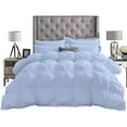 thumbnail image 3 of D.N.G. BEDDINGS Luxurious 1 Piece Pom Pom Pinch Pleated Comforter, 800 Thread Count, 100% Egyptian Cotton, White Vintage Pom-Pom Fringe (Full/Queen Size Solid Light Blue Color), 3 of 5