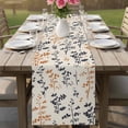 thumbnail image 4 of Orange Grey Botanical Table Runner - 90 Inch Long Rustic Country Spring Floral Summer Leaf Cotton and Linen Blended Dress Scarves Farmhouse Table Runner for Kitchen Dining, Coffee Table, 13" x 90", 4 of 8