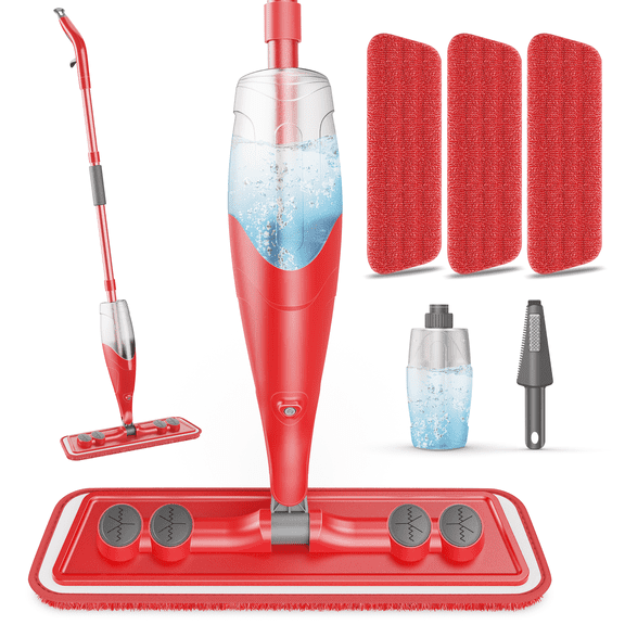SUGARDAY Microfiber Spray Mop for Floors Cleaning Wet Dry Floor Mops for Hardwood, with 3 Washable Reusable Pads for SwifferPowermop