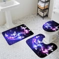 thumbnail image 2 of Purple Butterfly Bathroom Rugs Set Gradients Fantasy Shiny Non Slip Absorbent Soft Bath Mats 3 Piece Set with Bathroom Rug, U-Shaped Floor Mat, Toilet Seat Cover Large Size, 2 of 9