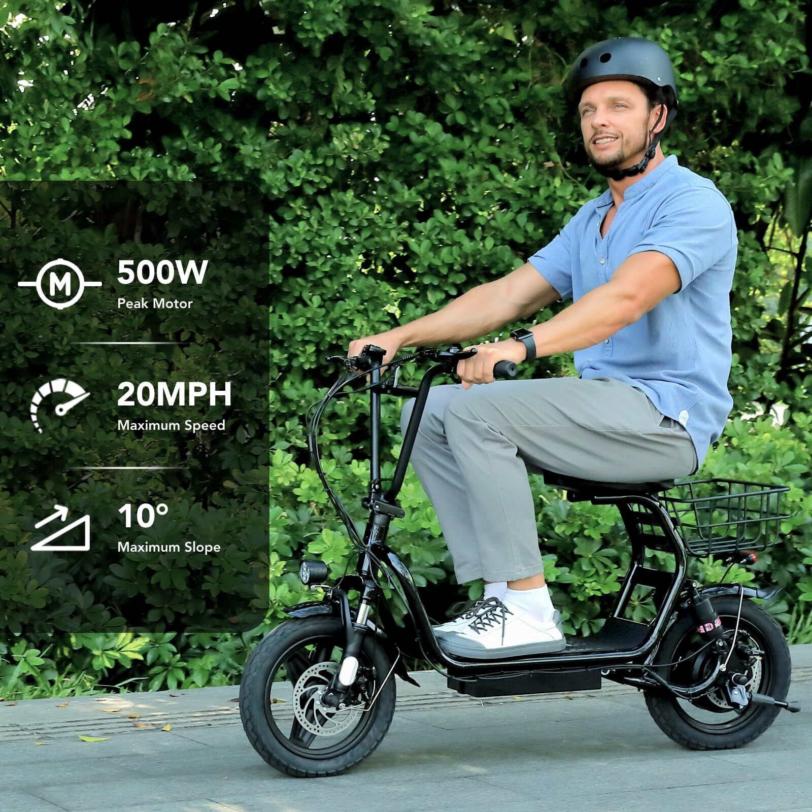 Caroma Folding 20 mph Adults Electric Scooter with Seat, Alloy Steel Black, 65 lbs