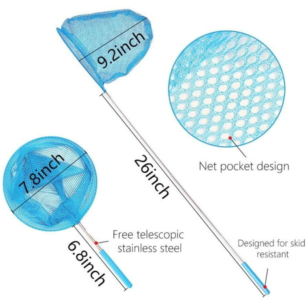 Pack De 4 Redes Telescópicas Para Niños, Mango Ajustable De 37 A 85 Cm, Malla De Nylon Para Atrapar Insectos, Peces Y Mariposas, Actividades Al Aire Libre