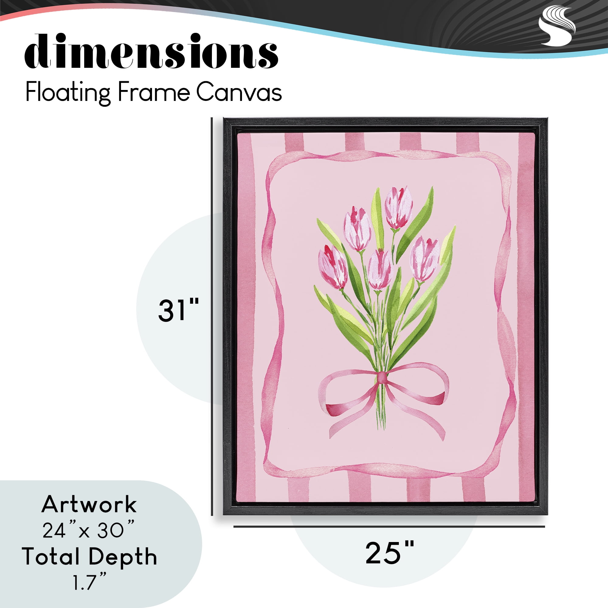 Pretty And Sweet Tulips Black Framed Floater Canvas Wall Art, design by Nina Jacobs
