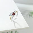 thumbnail image 4 of Gem Stone King 925 Silver and 10K Yellow Gold White Moissanite and Red Garnet and White Lab Grown Diamond Ring for Women (1.04 Cttw, Gemstone, Heart Shape 5MM, Size 5), 4 of 5