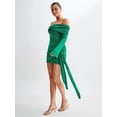 thumbnail image 5 of Off Shoulder Sweater Dress for Women Long Sleeve Irregular Lace Up Sexy- Short Knit Dresses, 5 of 9