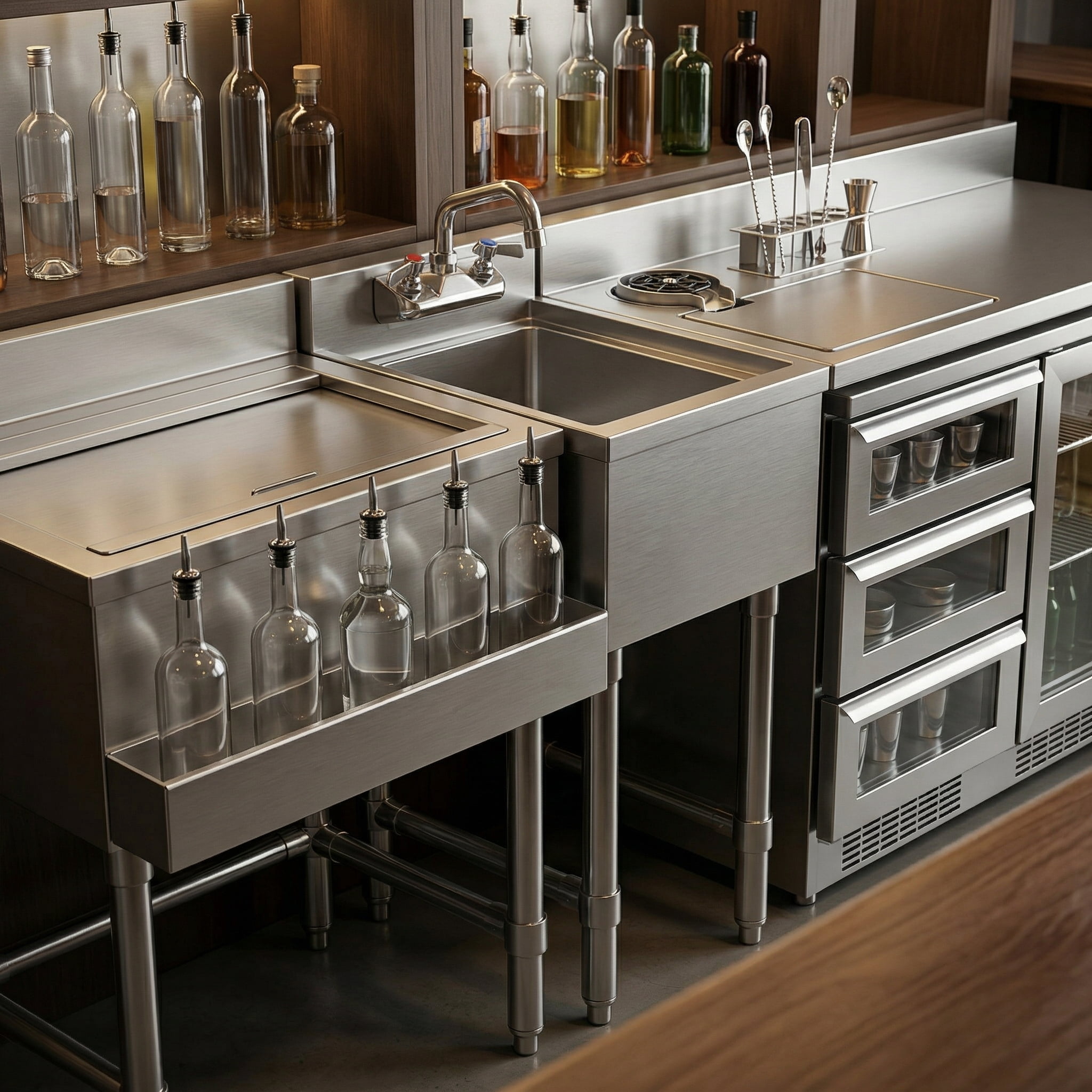 AmGood Commercial Underbar Hand Sink 18.5 in. x 12 in. x 30 in. Stainless Steel with Backsplash Faucet Included NSF, Single Bowl Bar Prep Sink