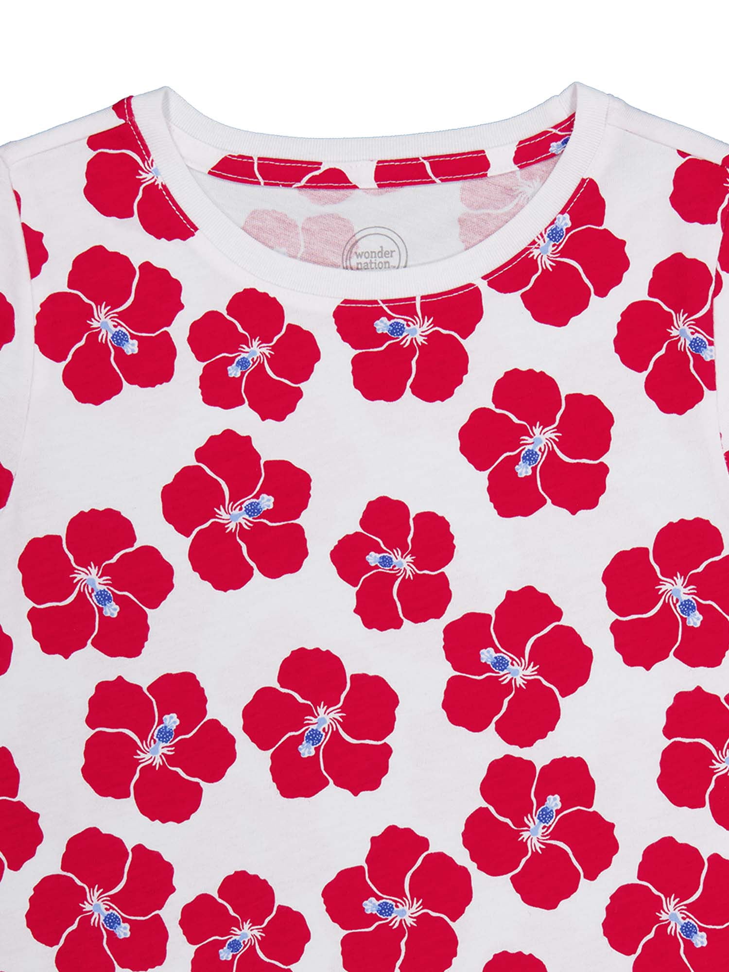 Wonder Nation Girls Kid Tough Tee with Short Sleeves, Sizes 4-18 & Plus