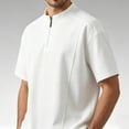 thumbnail image 4 of FRSASU Men's Quarter Zip Athletic Shirt Loose Fit Breathable Workout Top Casual Short Sleeve Performance Training Tee White, 4 of 5