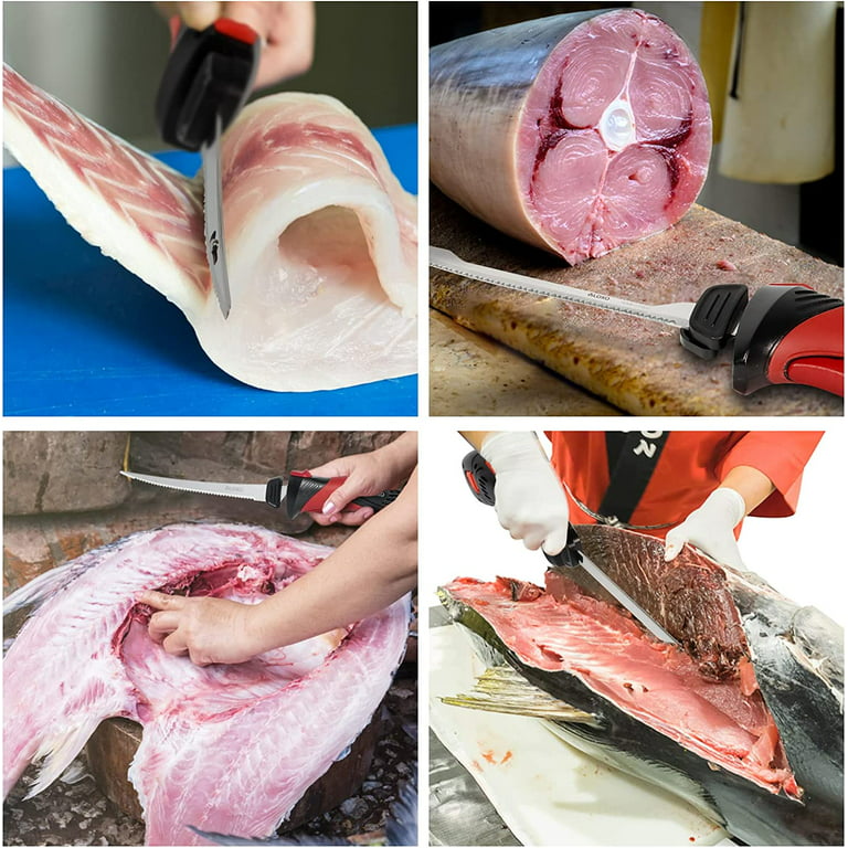 Anrain Cordless Electric Fillet Knife, Electric Fillet Knives for Fish  Cordless with 4 Ti-Nitride SS Coated Non-Stick Reciprocating Blades & 2
