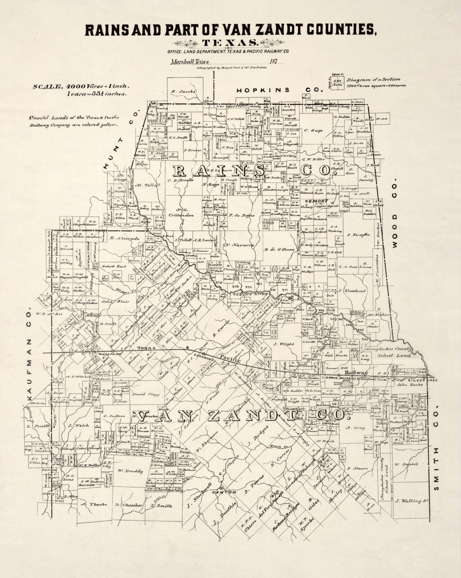 Rains County Texas Gast 1870 23 x 28.83