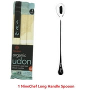 NineChef Bundle - Hakubaku Authentic Japanese Buckwheat Noodles (Organic Udon Pack of 4) + 1 NineChef Spoon