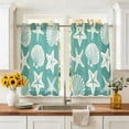 View of Aqua Coastal Sheer Curtains 45 Inch Long 2 Panels, Starfish Shell Ocean ...