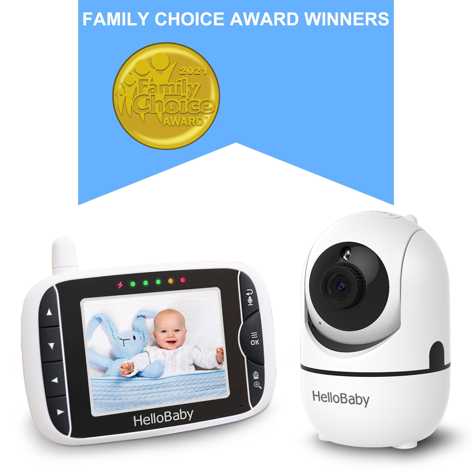 Amcrest Video Baby Monitor with Camera, Two-Way Audio, Pan/Tilt/Zoom,  Temperature Sensor, Night Vision, 3.5 inch LCD, 2.4 GHz Wi-Fi with FHSS  (AC-2)