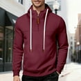 thumbnail image 5 of Mens Quarter Zip Pullover Hoodies Fleece Big And Tall Hooded Sweatshirt Fall Lightweight Comfy Streetwear With Pocket, 5 of 9