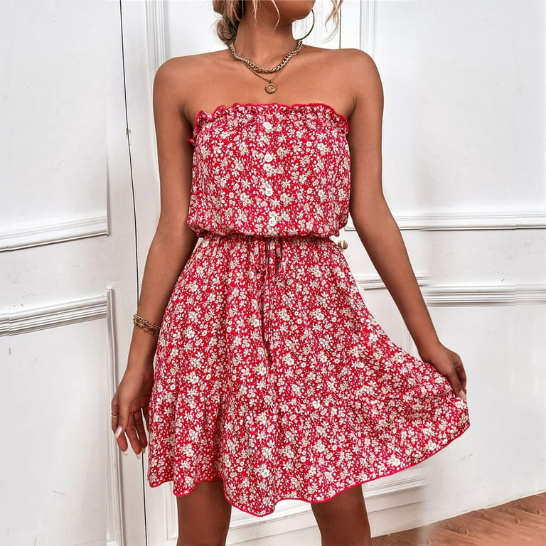 EHQJNJ Lace Tunic Dress Women's Floral Summer Dress Wrap V Neck