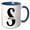 Blue/White, variant on 3drose, Bold Script Monogram S - Spencer, 11oz Two-tone Blue Mug