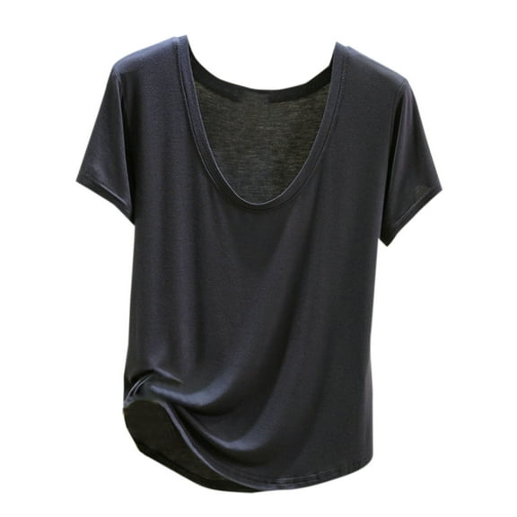 somlo Ladies Tops and Blouses Women's Casual And Fashionable Solid Color Loose Short Sleeved U-neck Top Dressy Casual T Shirts Tops Flowy Summr Shirt Tunic Tops