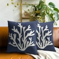 thumbnail image 3 of Beach Navy Blue Coral Throw Pillow Cover 18x18 Inch Pack of 2 Summer Blue and White Nautical Cushion Pillow Case Square Cotton Coastal Pillowcase for Party Bed Sofa Home Car Bedroom Outdoor, 3 of 6