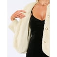 thumbnail image 5 of DARING DIVA Women's Winter Faux Fur Coat Jacket Long Sleeve Pockets Pearl Button L Beige, 5 of 5