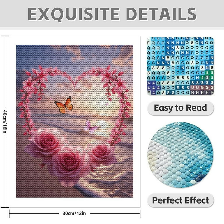 Kexpery Kit Diamond Painting Da Tavolo – Ornamento A Forma Di Orsetto Con Cuore E Rose, 5D, Acrilico, Fai Da Te - 3