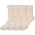 thumbnail image 3 of 4 Pairs Toe Socks, Five Finger Cotton Crew Socks, Solid Color Breathable Sweat Casual Ankle Socks, 3 of 7