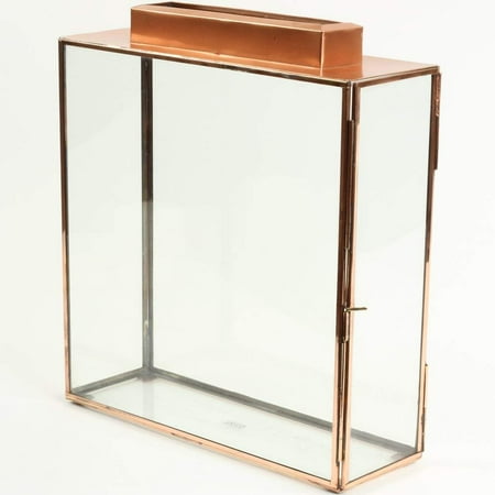 Koyal Wholesale Copper Glass Wedding Card Gift Box Holder, Large Pillar Candle Holder, Modern Geometric Wedding Decor