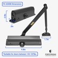 thumbnail image 5 of Fortstrong Fs-6300b Lightweight Commercial Hardware Door Closer - Size 4 – Black, 5 of 8