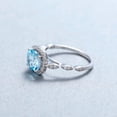 thumbnail image 3 of Genuine Blue Topaz Ring in 925 Sterling Silver, 2.5 Carat Halo Engagement Ring, 3 of 7
