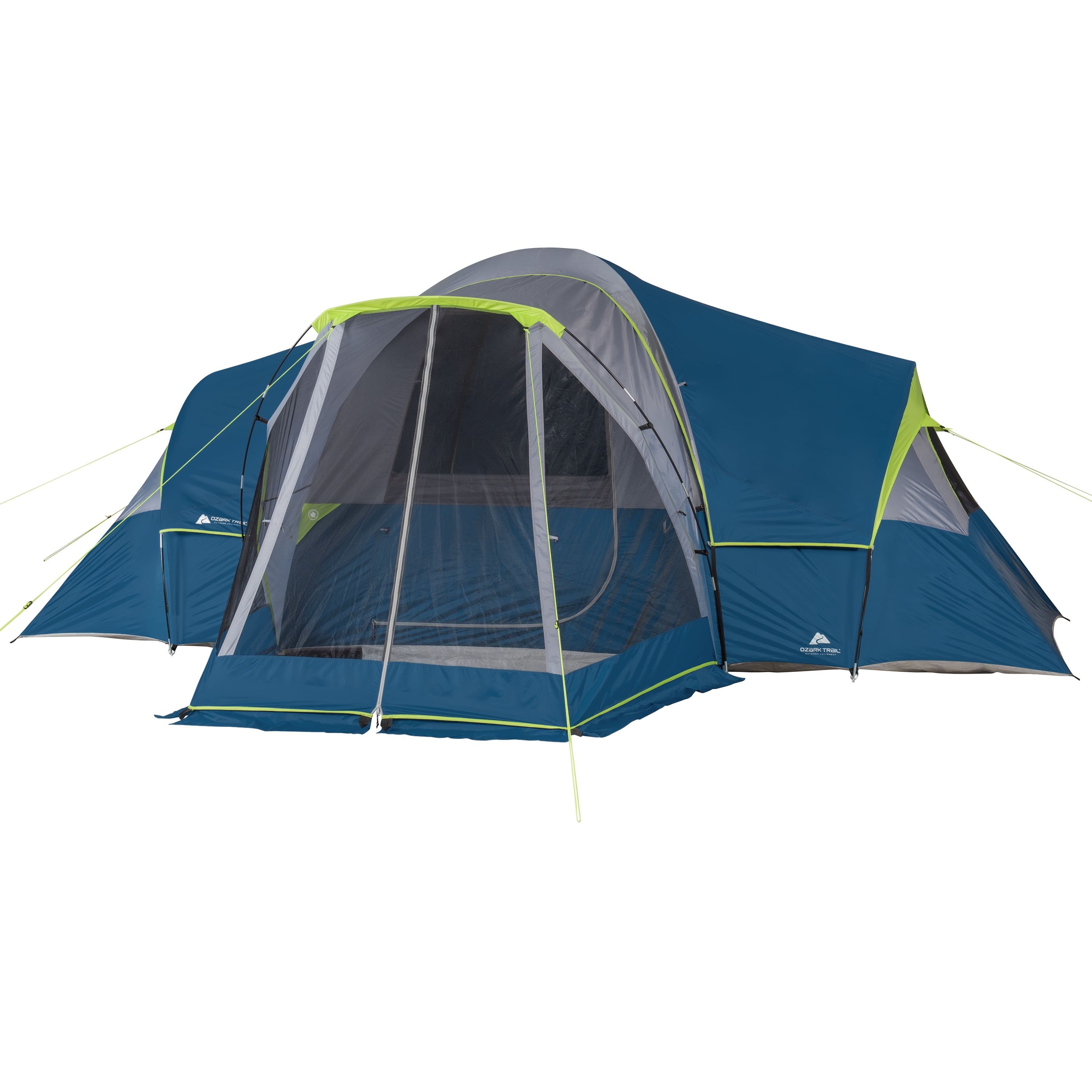 Ozark Trail 10-Person 3-Room Cabin Tent with 2 Side Entrances Red 