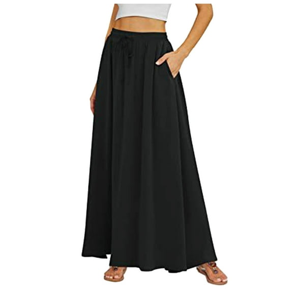 Maxi Skirts For Women With Pockets Long Midi Length Casual Skirt For Holiday Suede Skirt Checke Tight Desk Side Slit Long Women's Suits Work Dog 70s Black M