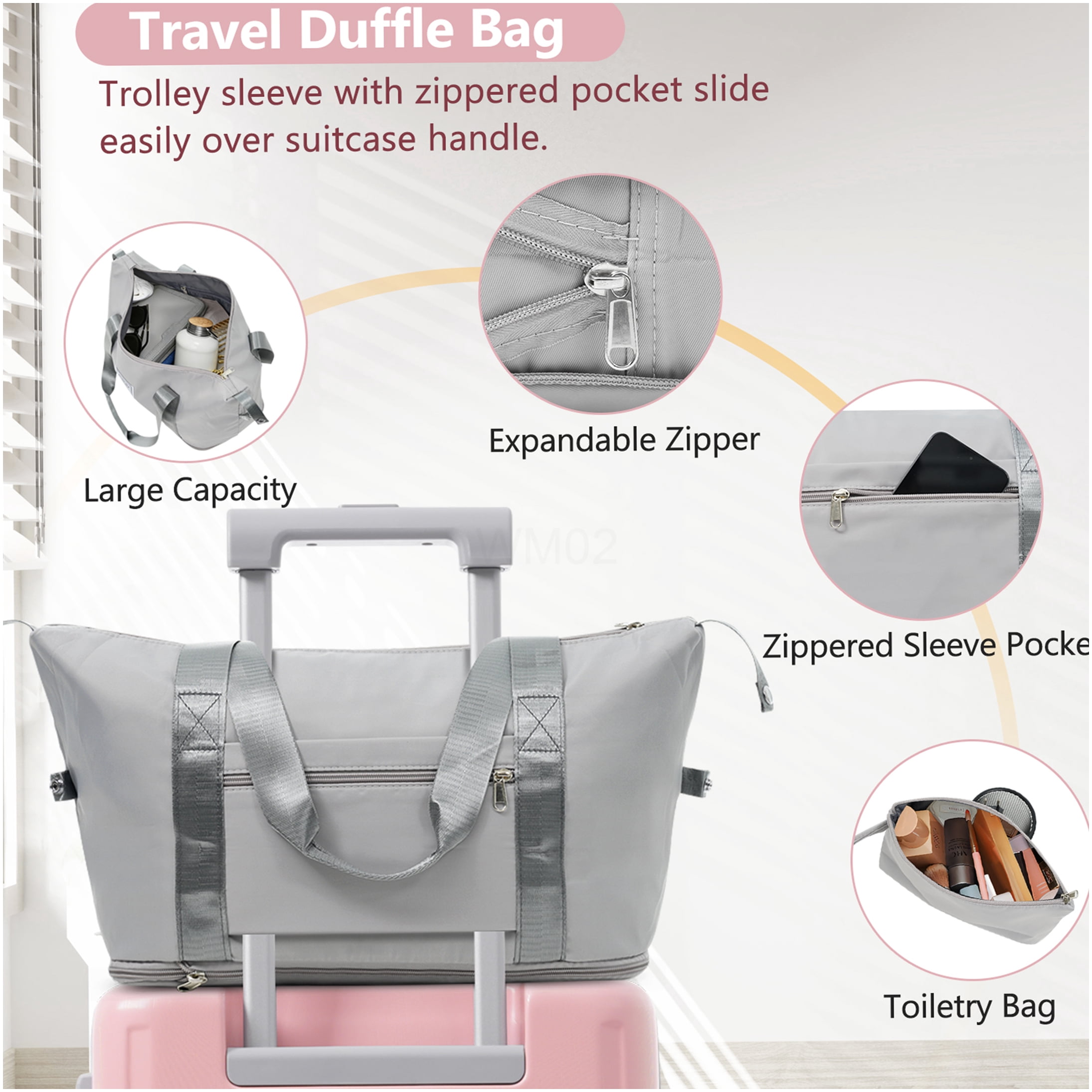 Pink ABS 3-Piece Carry On Luggage Set with Spinner Wheels, TSA Lock for Air Travel