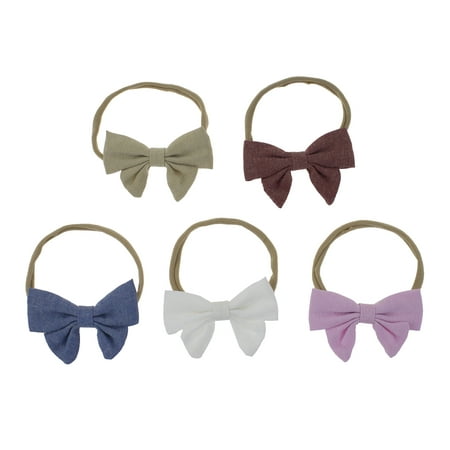 Baby Little Girls 5 Pack Bowknot Stretch Soft Headbands Bow Hair