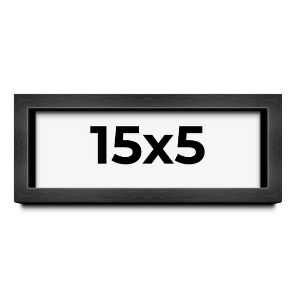 15x5 Shadow Box Frame Grey Charcoal Black | 0.875 Inches Deep | Wood Shadowbox Display Frame | UV