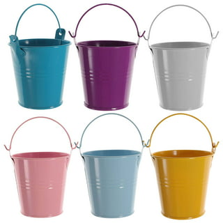 TAKMA Small Metal Buckets with Handle - 6 Pack Colored Galvanized Bucket  for Kids,Classroom,Crafts,and Party Favors (Multi-Colored, 4.3 Top)