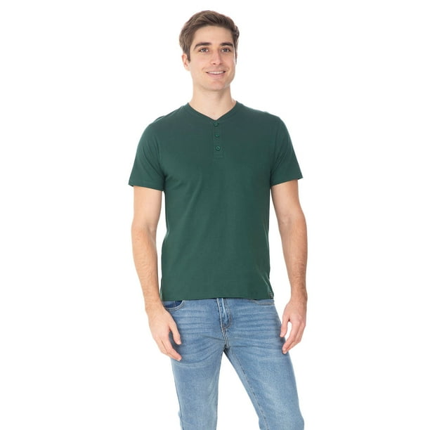 PLAYERA PARA HOMBRE LISA ESTILO HENLEY CON BOTONES