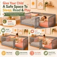 thumbnail image 5 of SESSLIFE Twin Montessori Floor Bed Frame with High Rails and Door, Wood Twin Floor Bed with Slats, Low Profile Kids Bed Frame for Boys Girls, No Box Spring Needed, Gray, 5 of 8
