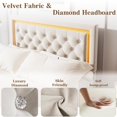 thumbnail image 3 of Gaderth Full Size Floating Bed Frame with Diamond Upholstered Headboard and LED Lights, Platform Bed with Wood Slats Support, Noise Free, No Box Spring Needed, Easy Assembly for Bedroom, 3 of 7