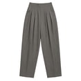 thumbnail image 3 of Vivianyo HD Women's Front Pleat Woven Bottoms, Straight Leg Office Casual Trousers with Side Pockets for Women, Women's Gray, Sizes S-2XL, 3 of 5