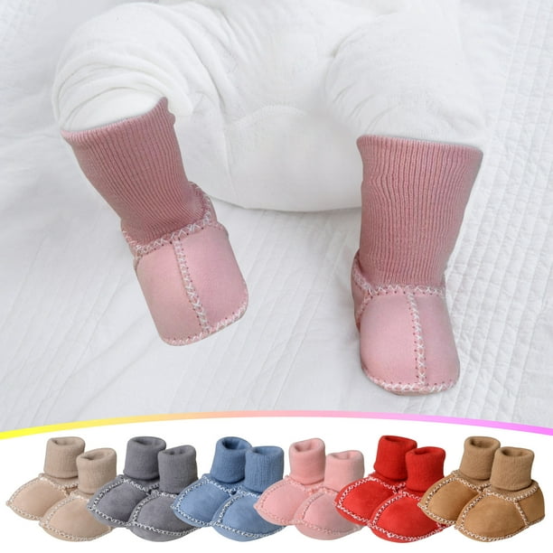Fiudx Zapatos de Bebé de Suela Suave, Cálidos y Transpirables de Imitación de Piel de Oveja, Antideslizantes, para Interior de Invierno, Cómodos, Elásticos, Forro Suave de Algodón y Lana, Fáciles de