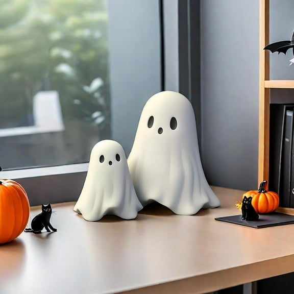 Halloween Ghost Figurine - Spooky Resin Ghost Statue, Funny Cute Ghost Ornaments for Halloween Decorations, Porch and Indoor Home Office Desk Decor, Christmas,New Year’s Gifts