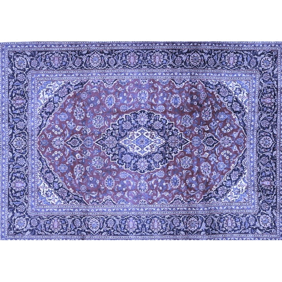 Ahgly Company Machine Washable Indoor Rectangle Medallion Blue Traditional Area Rugs, 5' x 8'