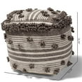 thumbnail image 6 of Bowery Hill Traditional Ivory and Brown Handwoven Wool Pouf Ottoman, 6 of 6
