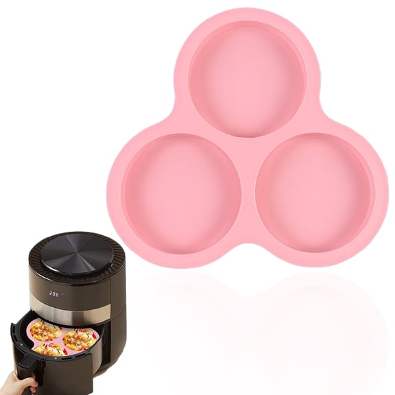 Nonstick Round Muffin Baking Pan, Muffin Pan for Baking, 3 Cups,Muffin Tin Nonstick 3 Cup Baking Pans,Silicone Egg Cups Fryer 3 Cavity Cupcake Baking Tray Small Cakes Pie Breakfast(Pink)